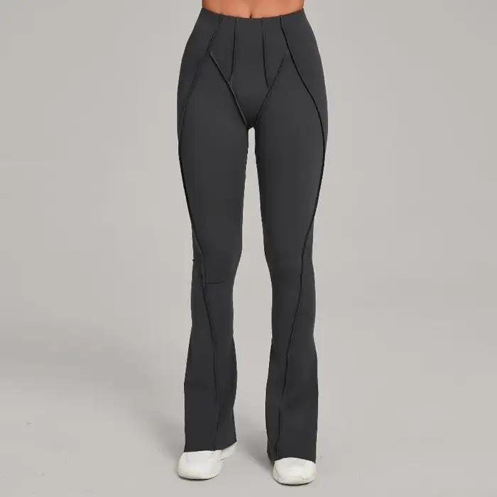 Pantalon évasé de Yoga pour femmes, jambes larges, moulant, levage des hanches, danse, taille haute,