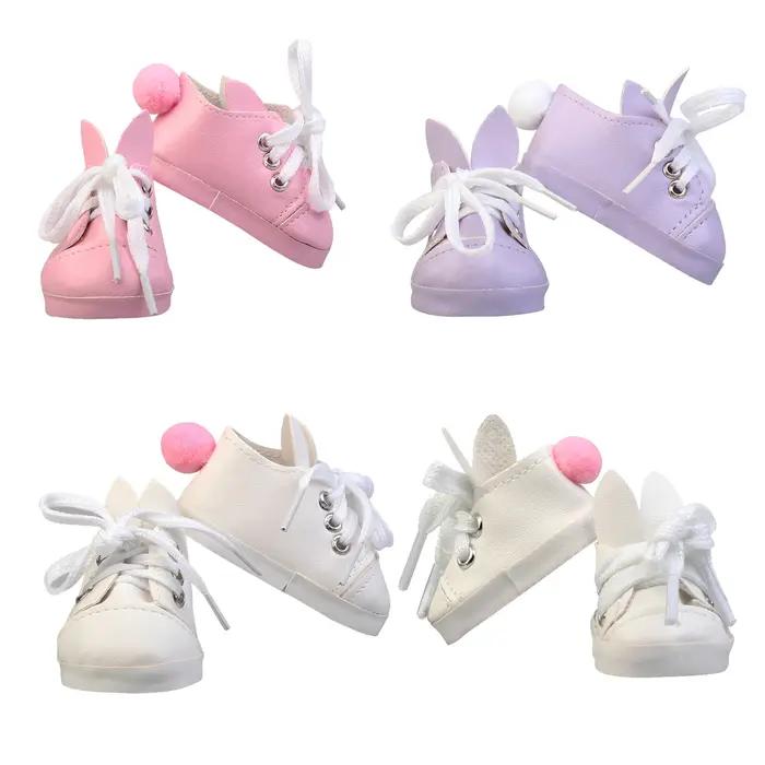 Chaussures en cuir PU lapin beurre pour 18 amaran, baskets à lacets, bébé nouveau-né et fille, brico