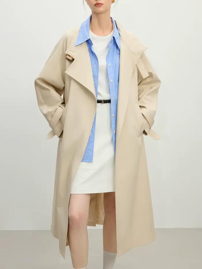 FSLE-Manteau long décontracté à col montant pour femme, tenue de bureau, style britannique, nouvelle