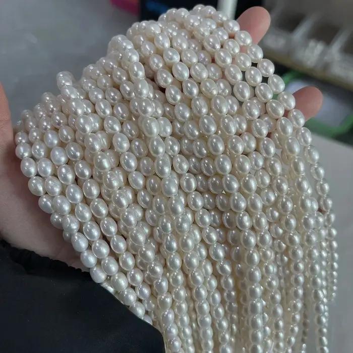 Perles d'eau douce naturelles presque rondes de haute qualité AAA, fournitures pour la fabrication d
