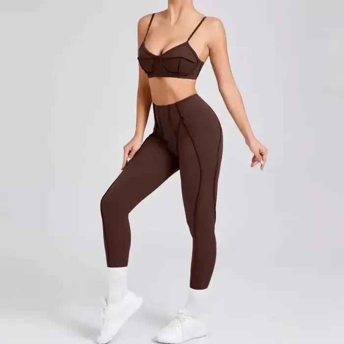 Yoga sport Fitness ensembles taille haute hanche-levage pantalon dos ouvert soutien-gorge costume dé
