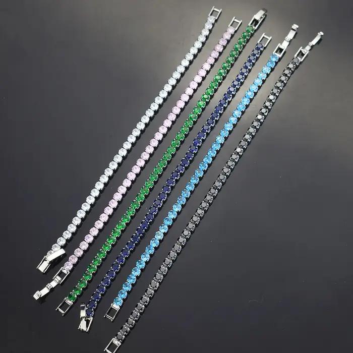 Bracelet de Tennis en Zircon Micro-incrusté de 4mm pour femmes, nouveaux hommes, accessoires de bijo