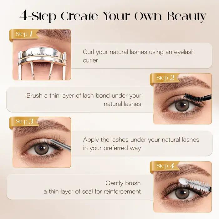 BEFER-Extensions de Faux-Cils Naturels Individuels, Volume Moelleux, Boucles D, DIY