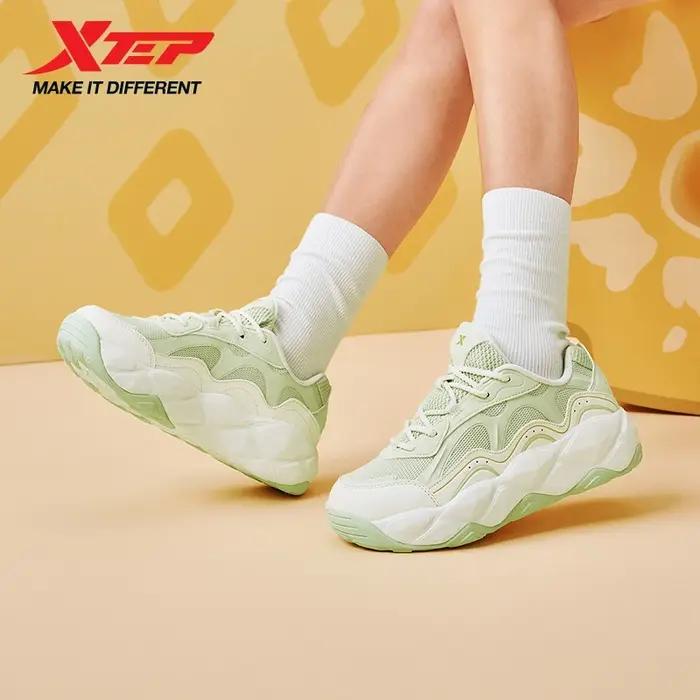 Xtep – baskets décontractées à plateforme en cuir et maille ananas pour femmes, chaussures de sport