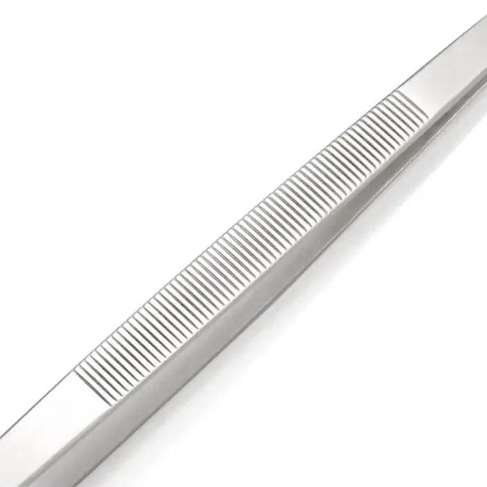 Pince à épiler dentée en acier inoxydable, longue pince à aliments pour Barbecue, pince droite, mais