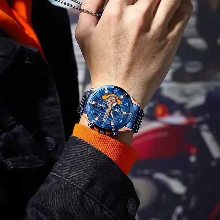 Montres en acier inoxydable pour hommes, mode créative, cadran lumineux avec chronographe, horloge d