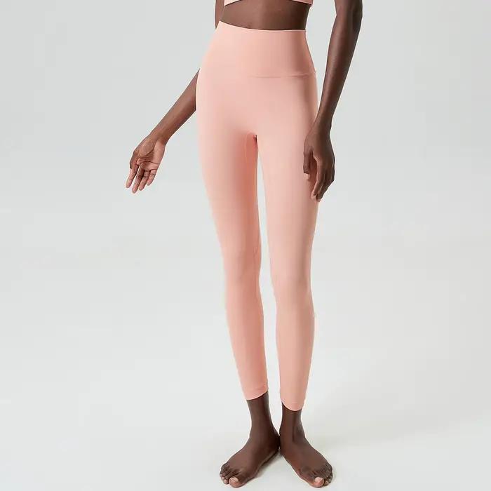Pantalon de yoga extensible et doux pour femmes, 25 pouces, couleur unie, taille haute, leggings de