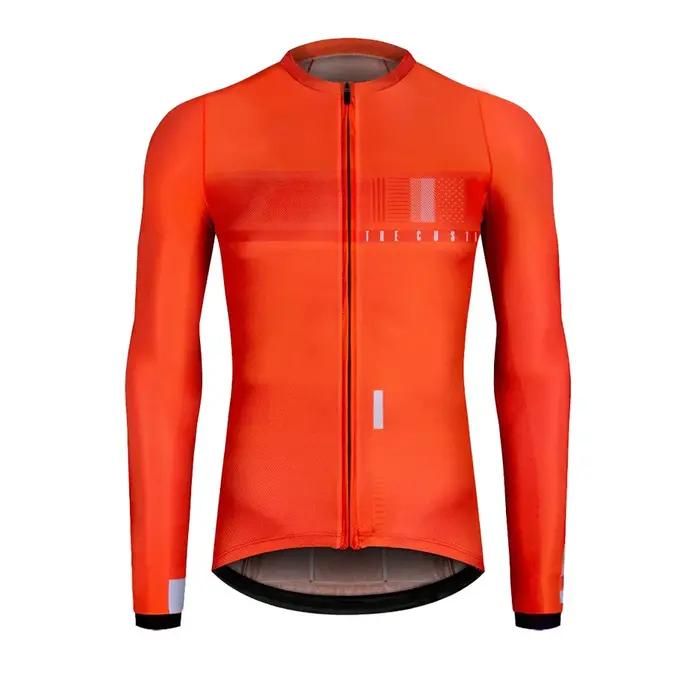 Maillot de cyclisme à manches longues pour hommes et femmes coupe couverte tissu léger protection UV pour course et randonnée