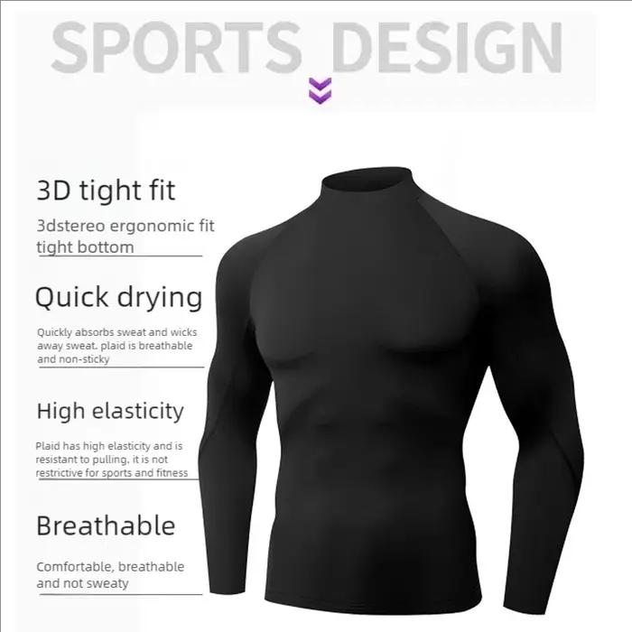 Chemise de Compression pour hommes, vêtements de cyclisme, chemise chaude à bascule, T-Shirt de Comp