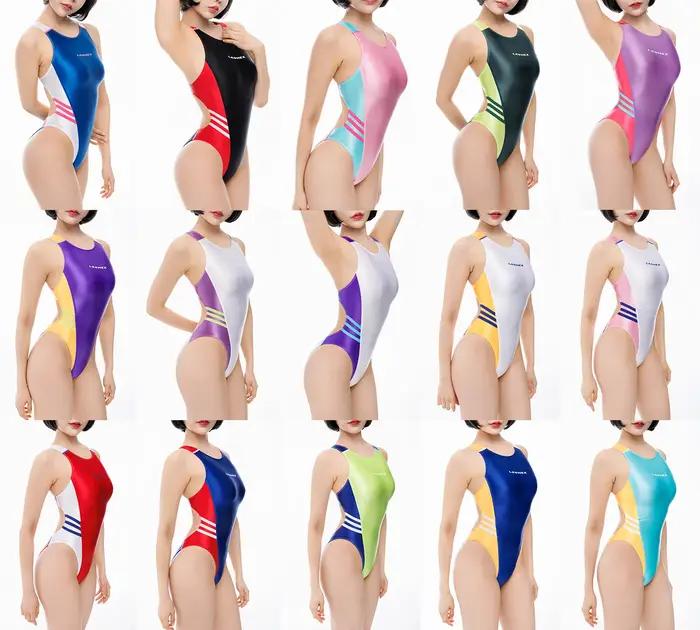 LEOHEX Maillot de bain de compétition coupe haute pour femme, une pièce brillante, sexy, pour entraî