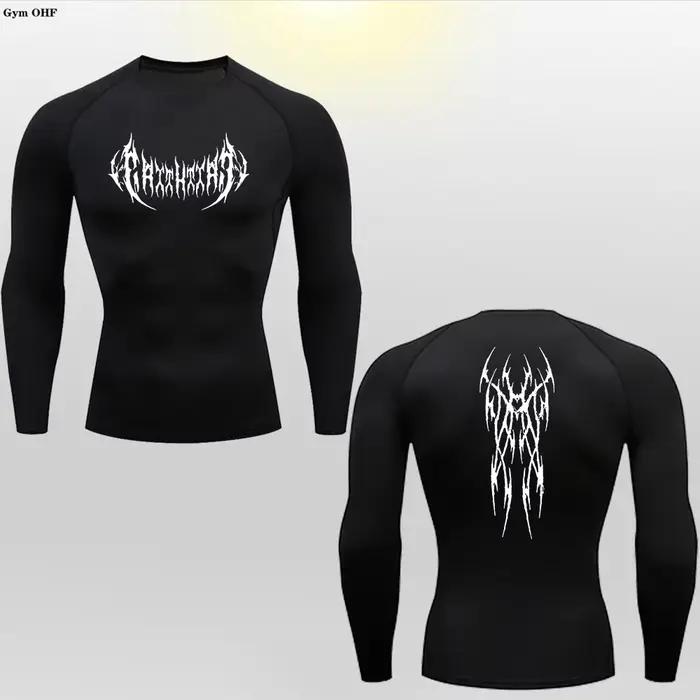 T-shirt compression homme manches longues séchage rapide gym fitness seconde peau entraînement