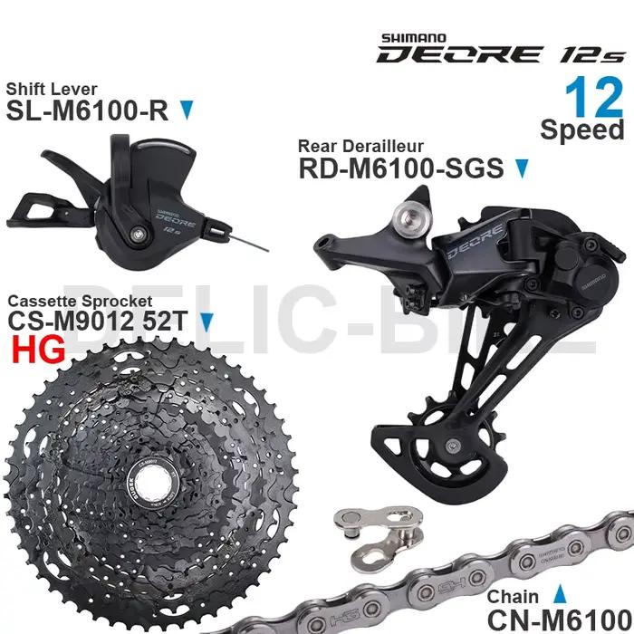 SHIMANO DEORE M6100 groupe 12 vitesses avec levier de vitesse droit chaîne de dérailleur arrière ori