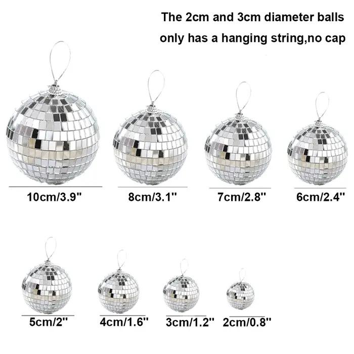 Boule Disco miroir 2-10cm, décorations de fête des années 70, ornements suspendus réfléchissants pou
